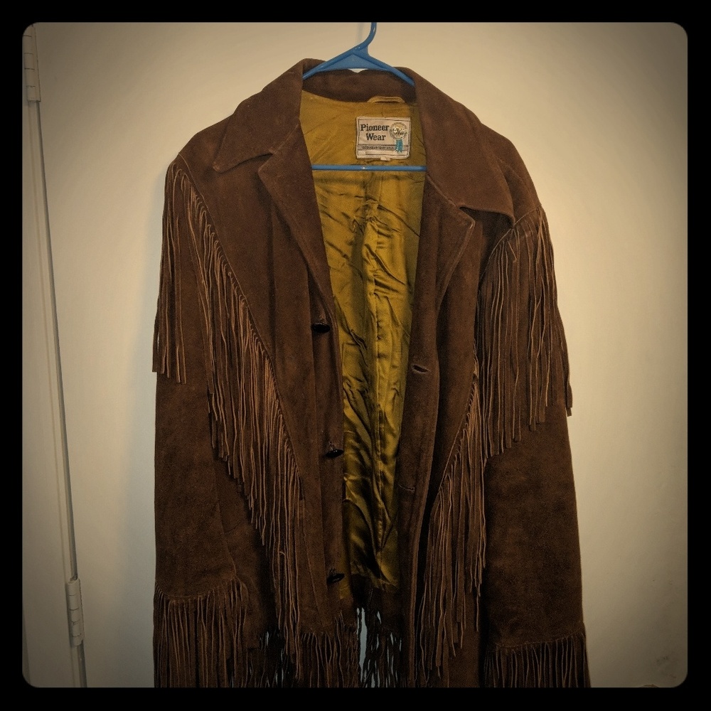 Men's Large vintage suede tassle jacket, 1970's